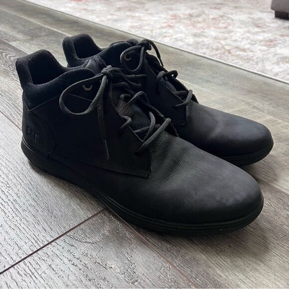 Caterpillar Men’s Leather Chukka Boots Black Size 12 Cat Shoes